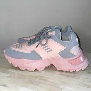 PrettyLittleThing Laceup Pink/Grey Chunky Sneakers